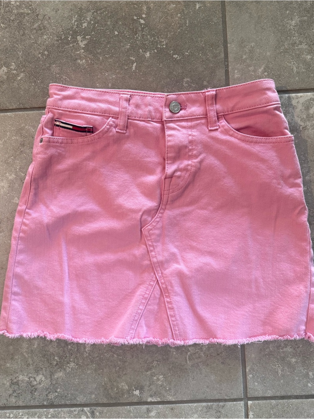 Tommy Hilfiger Pink Denim Mini Skirt with Raw Hem